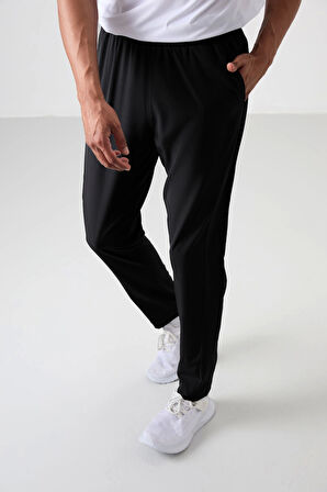 Siyah Polyester İnce Yumuşak Comfort Fit Erkek Eşofman Alt - 82119