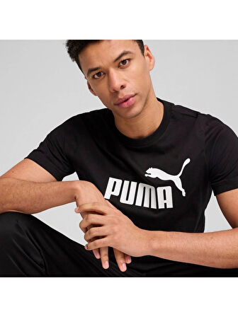 Puma ESS No. 1 Logo Tee Erkek Regular Fit Baskılı Siyah T-Shirt 68253201