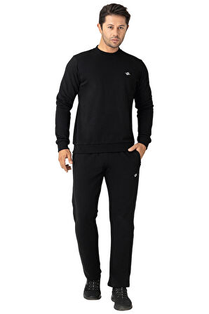 Crozwise Üç İplik Sıfır Yaka Siyah Erkek Sweat 6053