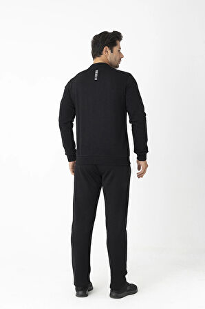 Crozwise Üç İplik Sıfır Yaka Siyah Erkek Sweat 6053