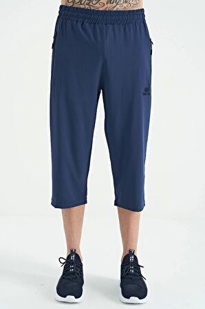 TOMMY LIFE INDİGO Bağcıklı Standart Kalıp Fermuar Cepli Kapri 83096