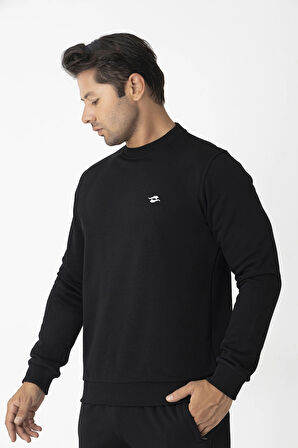 Crozwise Üç İplik Sıfır Yaka Siyah Erkek Sweat 6053