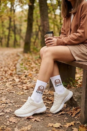 Bayan Supersocks Bears Beyaz Çorap