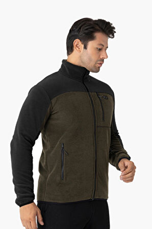 Crozwise Erkek Tam Fermuarlı Polar Sweat Haki 6051-04