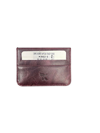 Karali Deri Kesme Kartlık Crazy Bordo k562-6