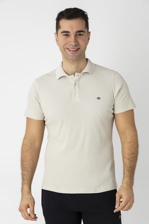 Crozwise Pamuk Pike Waffle Polo Yaka Tişört Krem 7152-02