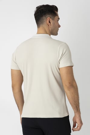 Crozwise Pamuk Pike Waffle Polo Yaka Tişört Krem 7152-02