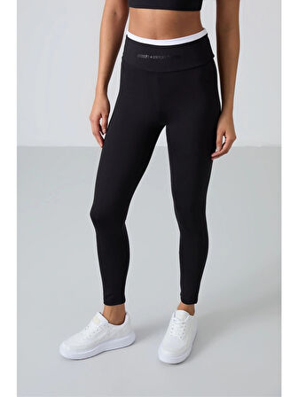 Tommy Life Siyah Polyester Esnek Standart Fit Performans Kadın Tayt Takım 95333