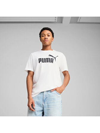 Puma ESS No. 1 Logo Tee Erkek Regular Fit Baskılı Beyaz T-Shirt 68253202