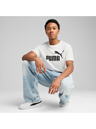 Puma ESS No. 1 Logo Tee Erkek Regular Fit Baskılı Beyaz T-Shirt 68253202