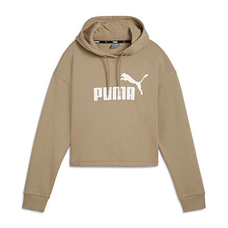 Puma Ess Cropped Logo Kadın Bej Kapüşonlu Sweatshirt 58686967