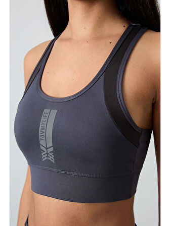 Tommy Life Antrasit Polyester Esnek Standart Fit Performans Kadın Tayt Takım 95332