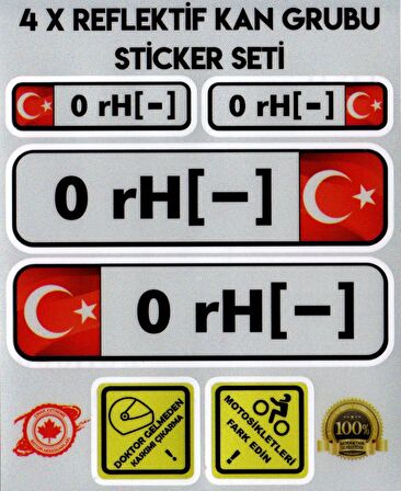 TR 0 rH - Reflektif Kan Grubu Seti Sticker Çınar Extreme 