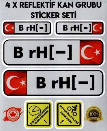 TR B rH - Reflektif Kan Grubu Seti Sticker Çınar Extreme 