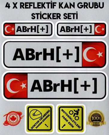 TR AB rH + Reflektif Kan Grubu Seti Sticker Çınar Extreme 