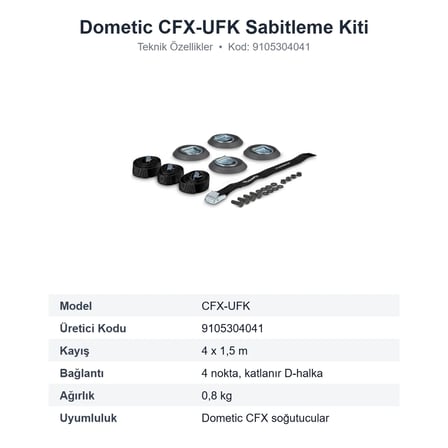 Dometic CFX-UFK Taşınabilir Buzdolabı Sabitleme Kiti, 4 Noktalı Kemer Sistemi (9105304041)