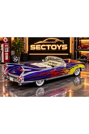 1959 Cadillac Eldorado Biarritz Convertible Diecast Model Araba 1:24 Cadillac Eldorado Mor