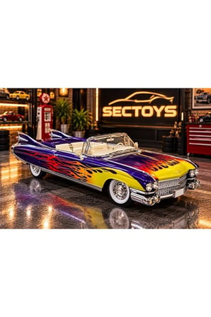 1959 Cadillac Eldorado Biarritz Convertible Diecast Model Araba 1:24 Cadillac Eldorado Mor