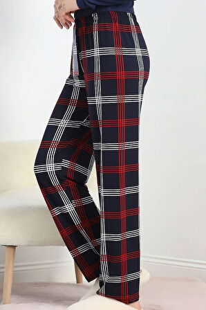 %100 Pamuk Kadın Kareli Rahat Pijama Altı - B28