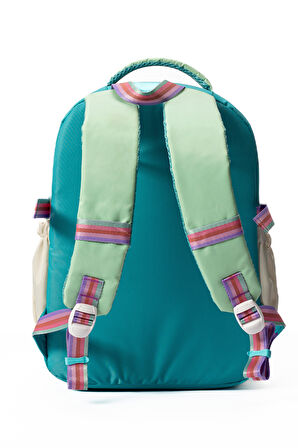 Çok Cepli Sırt Destekli Renkli Kız Çocuk İlkokul Çantası Hv2025 Turkuaz