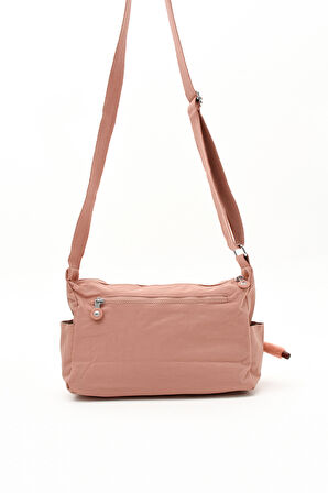 Çok Cepli Çapraz Askılı Kadın Omuz Çantası Orta Boy Günlük HV3044 Pembe