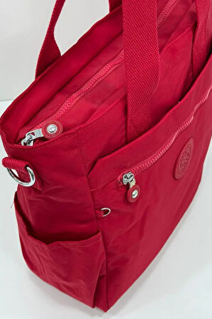 Çok Cepli Kadın Omuz Çantası Orta Boy Günlük HV3032 Kırmızı