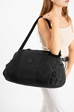 Çok Cepli Ayakkabı Bölmeli Spor El Valizi ve Seyahat Çantası Orta Boy HV3029 Siyah