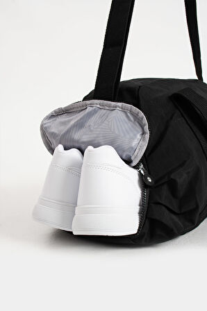 Çok Cepli Ayakkabı Bölmeli Spor El Valizi ve Seyahat Çantası Orta Boy HV3029 Siyah