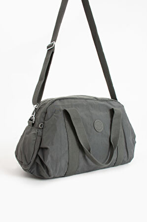 Çok Cepli Ayakkabı Bölmeli Spor El Valizi ve Seyahat Çantası Orta Boy HV3029 Koyu Gri