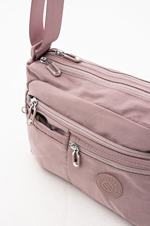 Çok Cepli Çapraz Askılı Kadın Omuz Çantası Orta Boy Günlük HV4006 Açık Mor