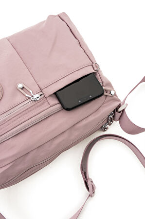 Çok Cepli Çapraz Askılı Kadın Omuz Çantası Orta Boy Günlük HV4006 Açık Mor