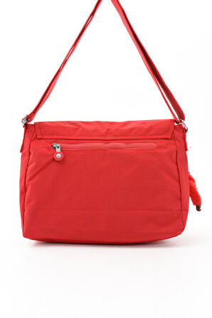 Çok Cepli Çapraz Askılı Kadın Omuz Çantası Orta Boy Günlük HV3031 Kırmızı