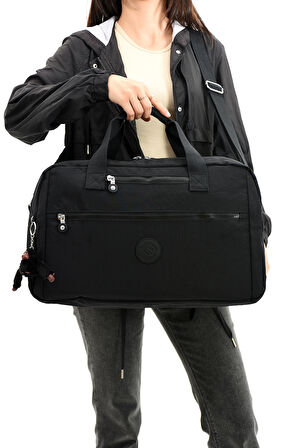 Çok Cepli Spor El Valizi ve Seyahat Çantası Büyük Boy HV3028 Siyah