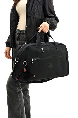 Çok Cepli Spor El Valizi ve Seyahat Çantası Büyük Boy HV3028 Siyah