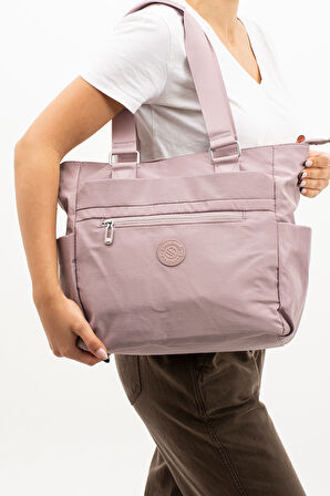 Çok Cepli Kadın Omuz Çantası Büyük Boy Günlük HV4003 Açık Mor