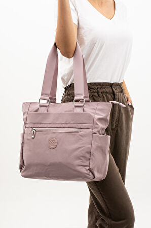 Çok Cepli Kadın Omuz Çantası Büyük Boy Günlük HV4003 Açık Mor