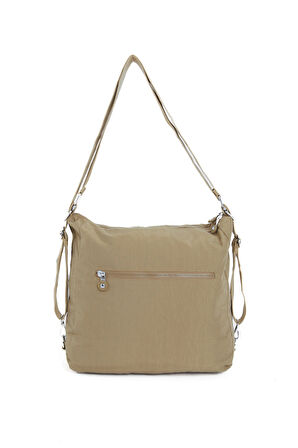 Çok Cepli Ayarlanabilir Çapraz Askılı Kadın Omuz ve Sırt  Çantası Büyük Boy Günlük HV3050 Koyu Bej