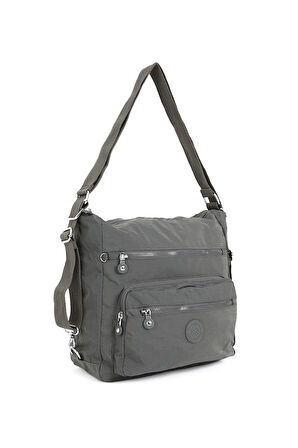 Çok Cepli Ayarlanabilir Çapraz Askılı Kadın Omuz ve Sırt  Çantası Büyük Boy Günlük HV3050 Koyu Gri