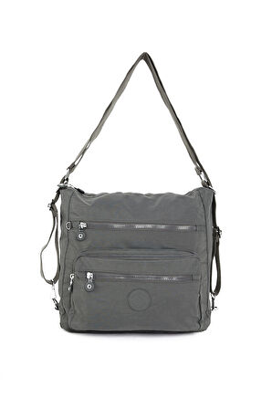 Çok Cepli Ayarlanabilir Çapraz Askılı Kadın Omuz ve Sırt  Çantası Büyük Boy Günlük HV3050 Koyu Gri