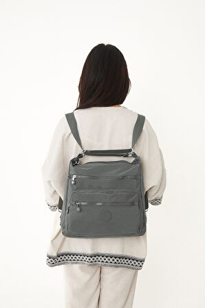 Çok Cepli Ayarlanabilir Çapraz Askılı Kadın Omuz ve Sırt  Çantası Büyük Boy Günlük HV3050 Koyu Gri