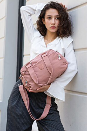 Çok Cepli Kadın Omuz Çantası Orta Boy Günlük HV3030 Pembe