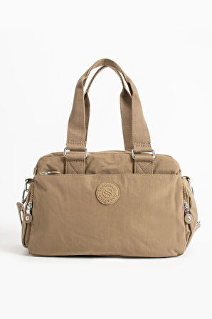 Çok Cepli Kadın Omuz Çantası Orta Boy Günlük HV3030 Koyu Bej