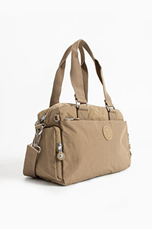 Çok Cepli Kadın Omuz Çantası Orta Boy Günlük HV3030 Koyu Bej