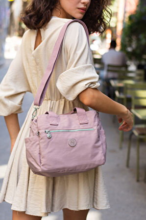 Çok Cepli Çapraz Askılı Kadın Omuz Çantası Küçük Boy Günlük HV7000 Açık Mor