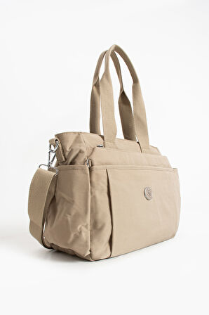 Çok Cepli Kadın Omuz Çantası Büyük Boy Günlük HV7003 Bej