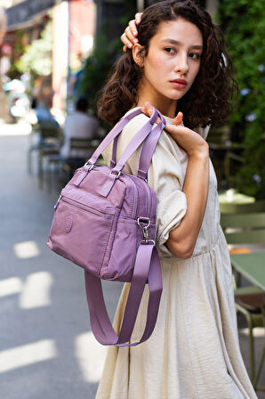 Çok Cepli Kadın Omuz Çantası Orta Boy Günlük HV4018 Açık Mor