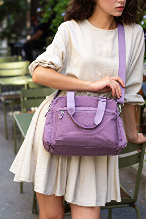 Çok Cepli Kadın Omuz Çantası Orta Boy Günlük HV4018 Açık Mor