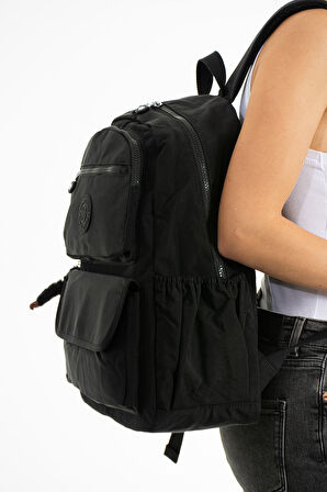 Çok Cepli Kadın Sırt Çantası Büyük Boy Okul ve Günlük HV3016 Black