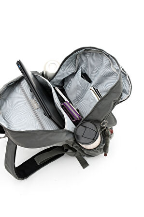 Çok Cepli Kadın Sırt Çantası Büyük Boy Okul ve Günlük HV3016 Koyu Gri