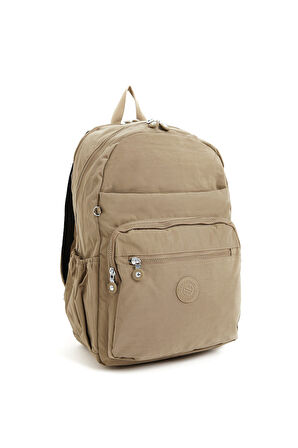Çok Cepli Kadın Sırt Çantası Büyük Boy Okul ve Günlük HV3062 Koyu Bej